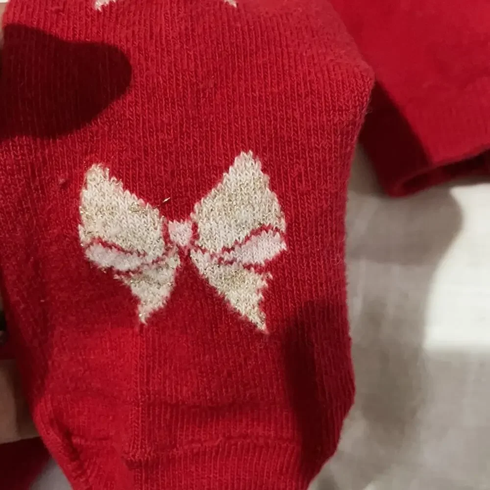 Hanna Andersson 90/100 3-4 footed tights black nwot and red worn once euc